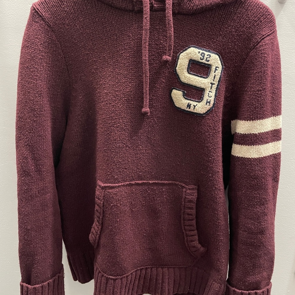Vintage Abercrombie Knit Men’s Hoodie Sweater Maroon/Purple XL